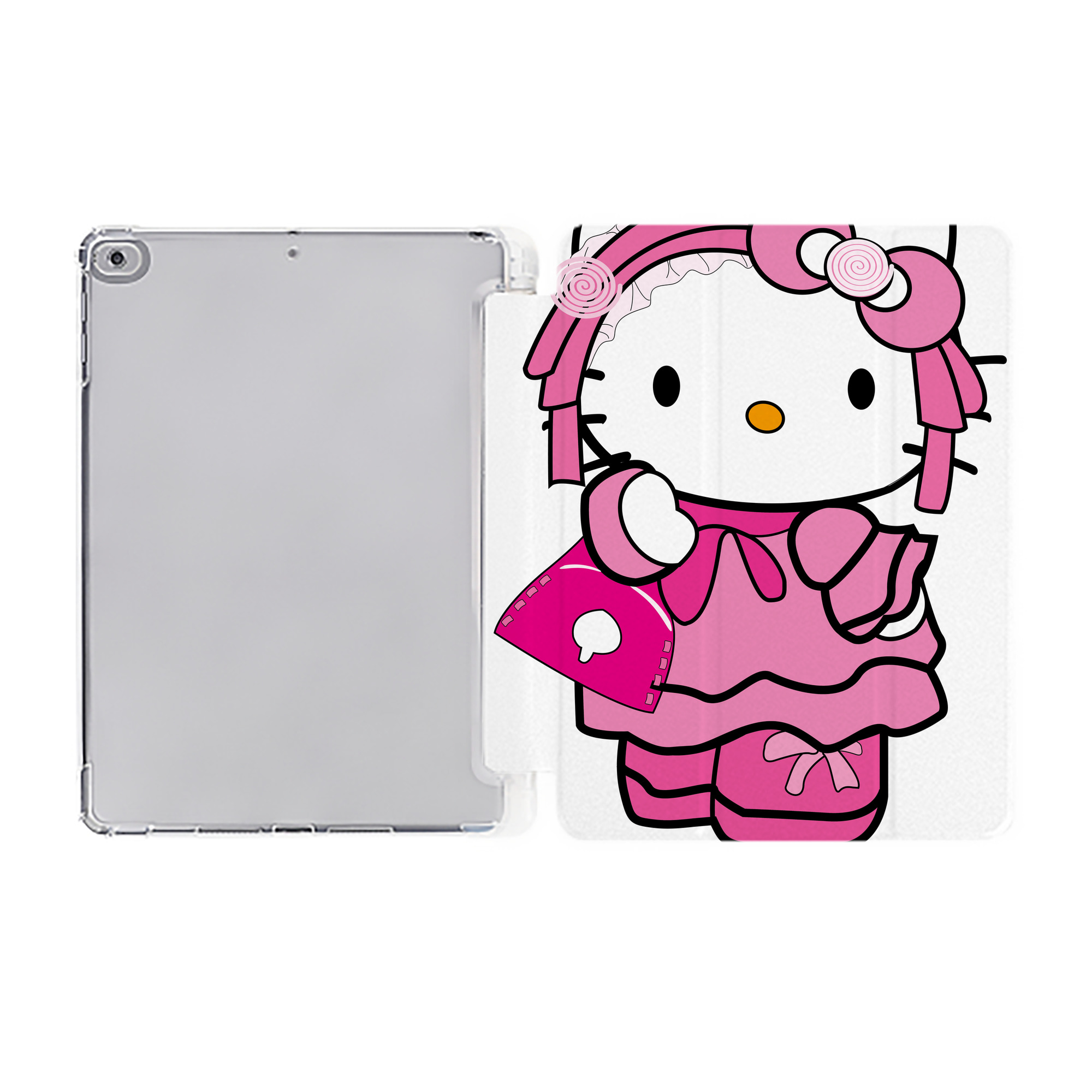 （画像用） Hello Kitty ハローキティ IPad ケース ペン収納付き 三つ折りスタンド PUレザー×シリコン 対応機種9.5/10.5/10.9インチ